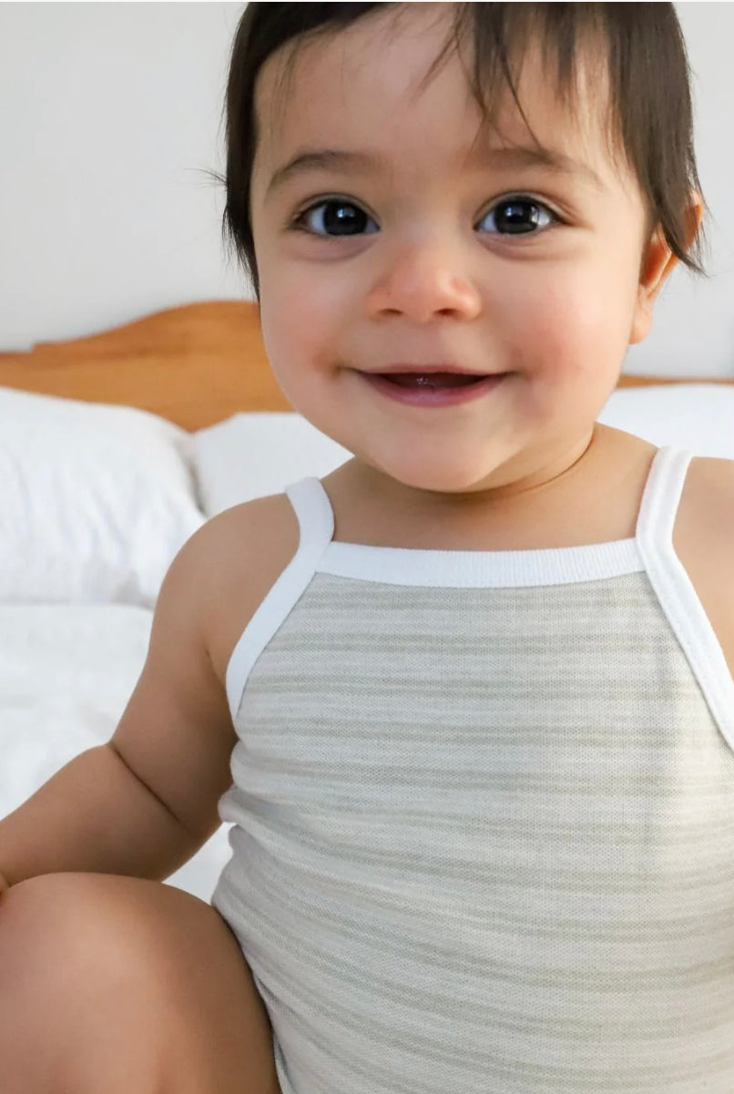 Pique Striped Singlet Body Suit