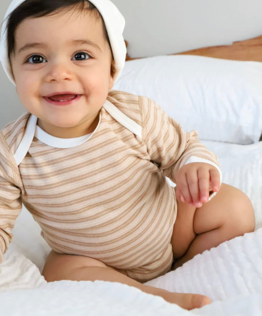 Pique Stripe Long Sleeve Body Suit