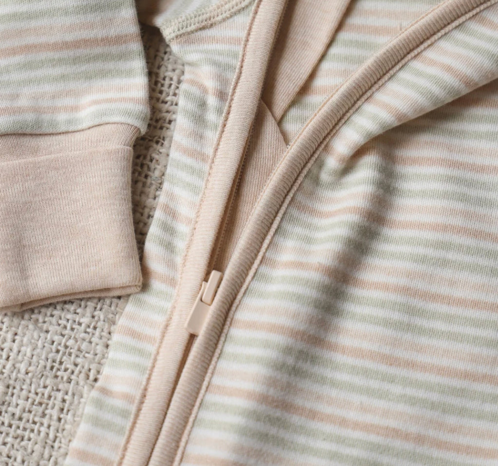 Striped Side Zip Long Sleeve Romper