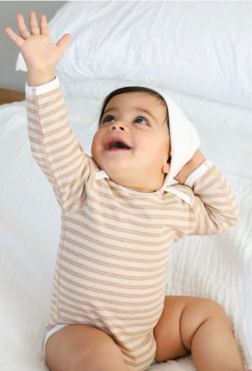 Pique Stripe Long Sleeve Body Suit