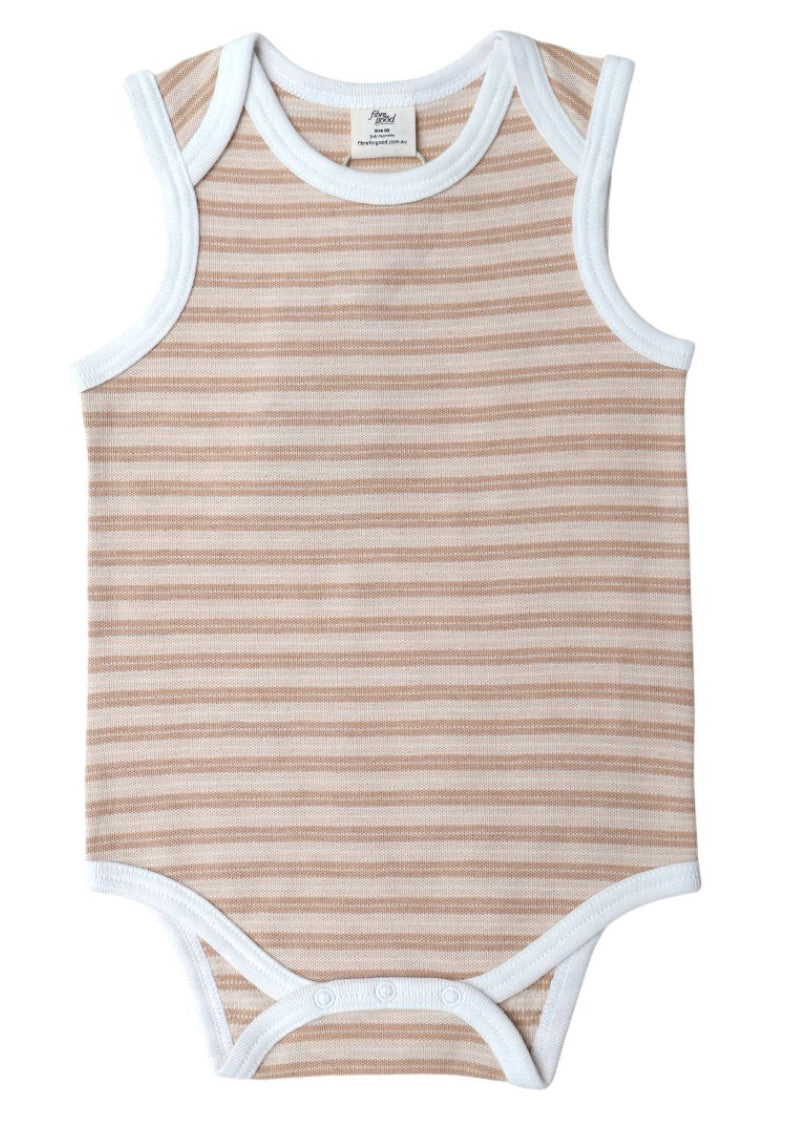 Pique Striped Sleeveless Body Suit