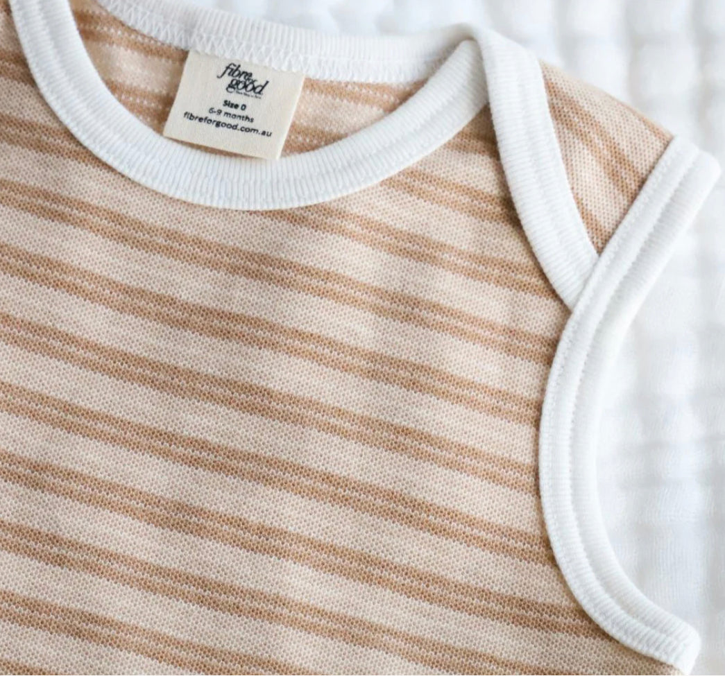 Pique Striped Sleeveless Body Suit