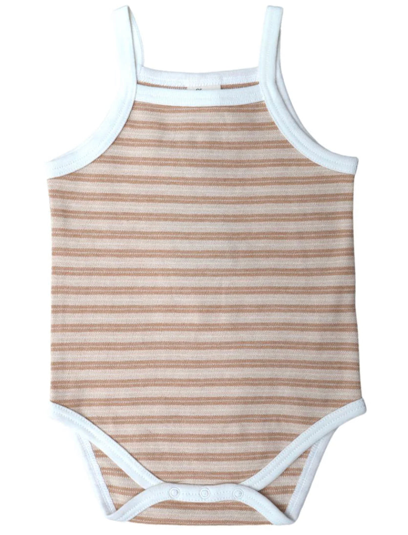 Pique Striped Singlet Body Suit