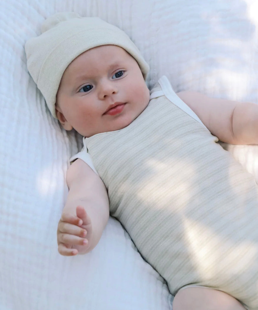 Pique Striped Sleeveless Body Suit