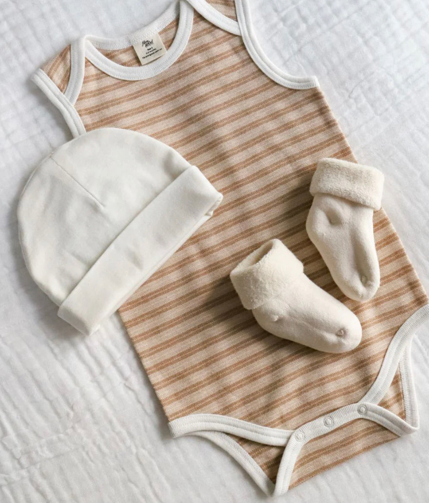 Pique Striped Sleeveless Body Suit