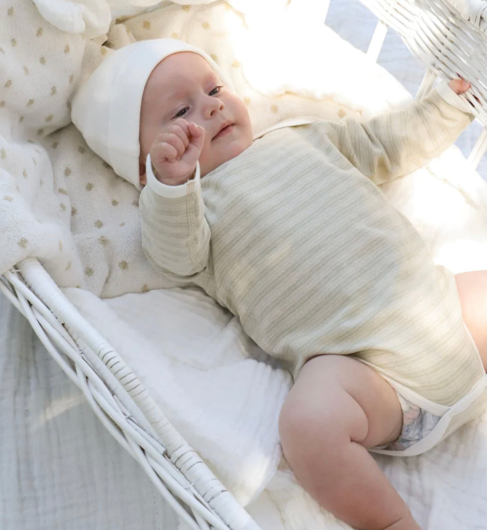 Pique Stripe Long Sleeve Body Suit
