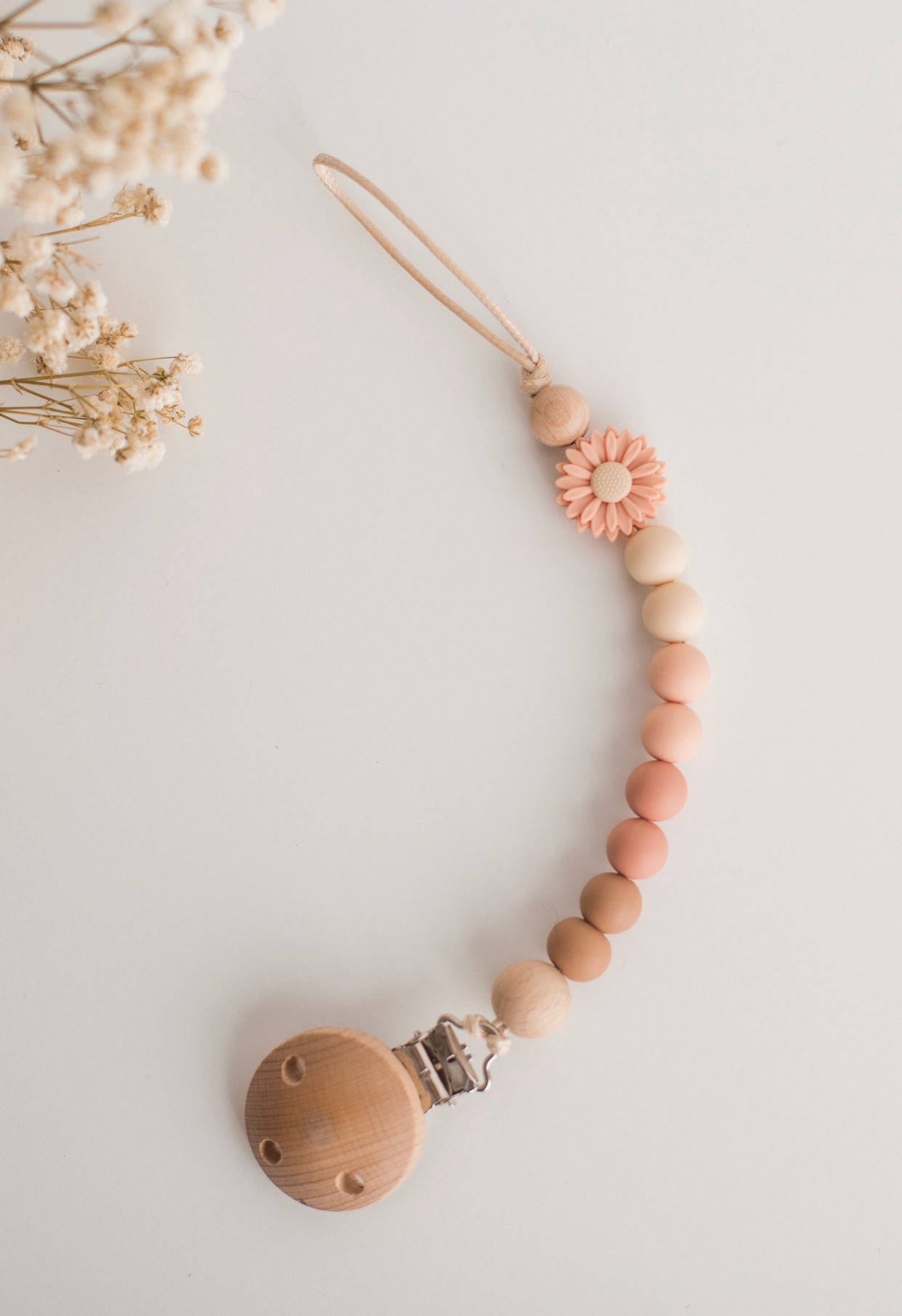 Daisy Petite Dummy Clip ~ Pastel Pink