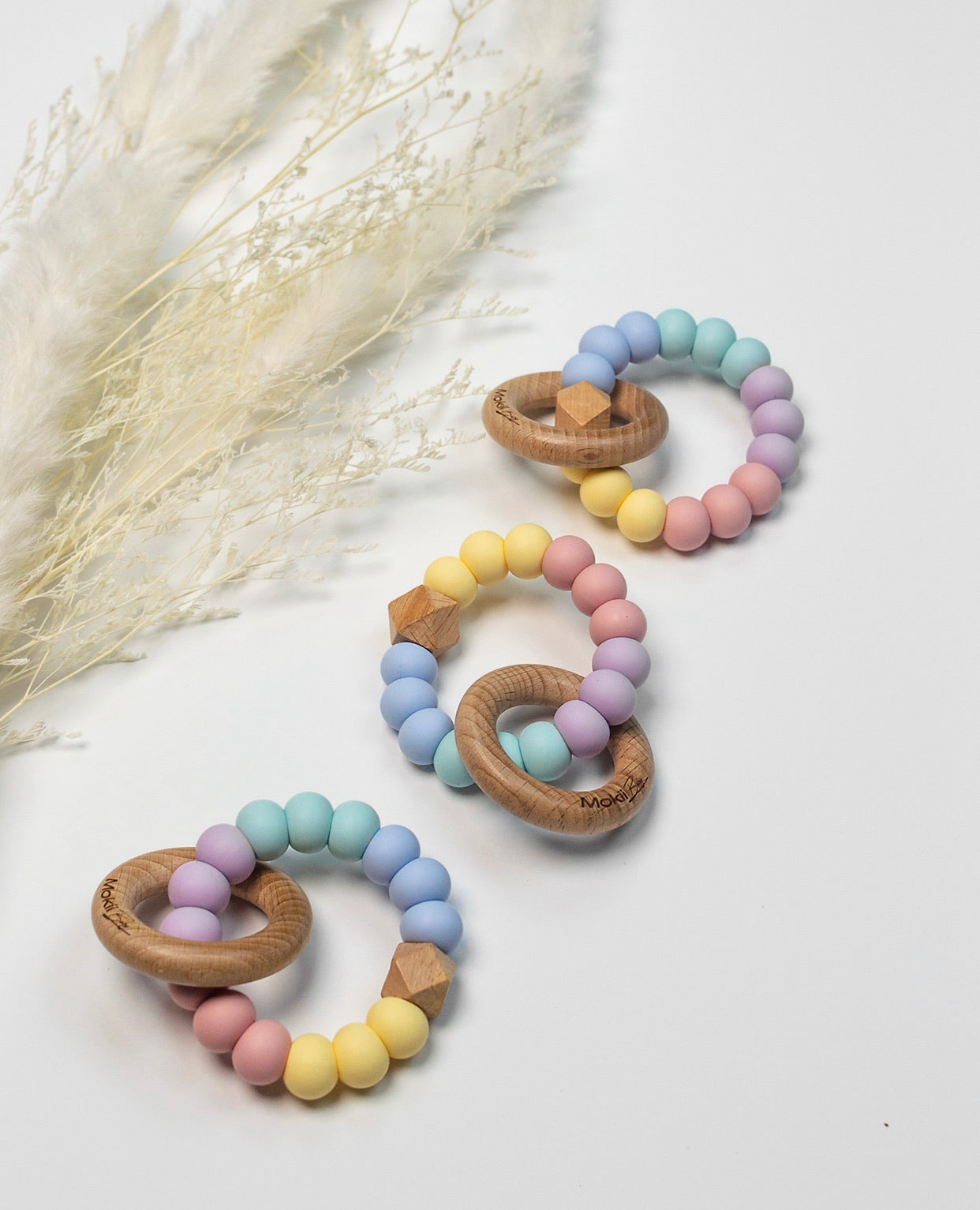 Pastel Rainbow Teething Rattle