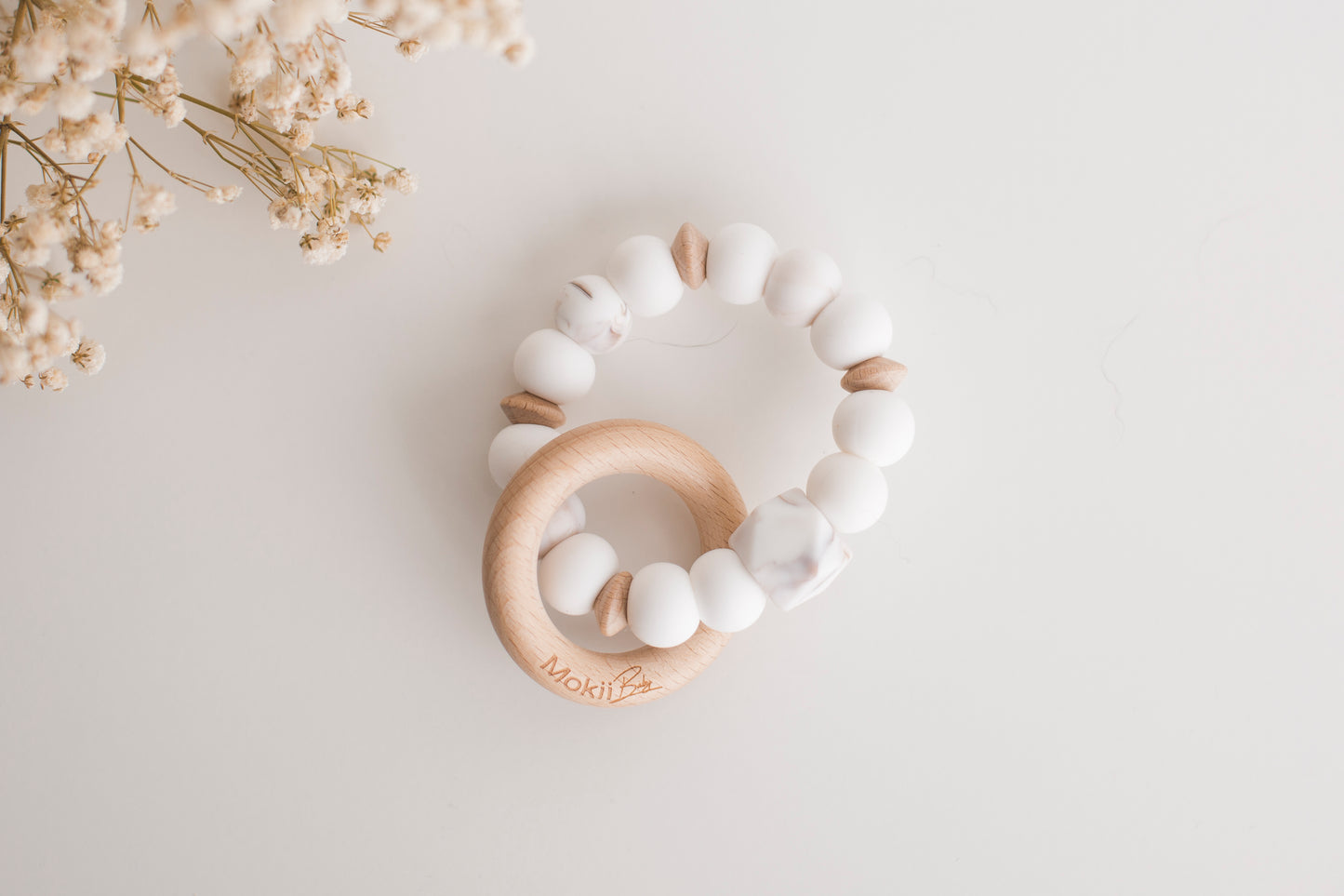 Coastal Shade White Teething Rattle