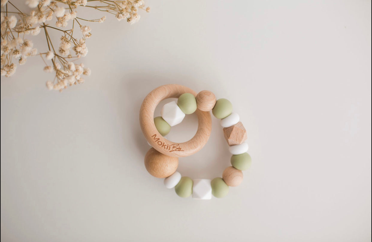Evergreen Green Tea Teething Rattle