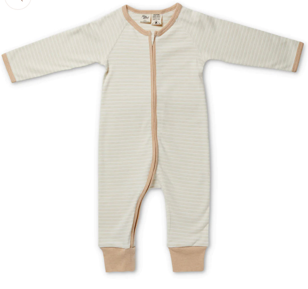Striped Long Sleeve Zip Romper