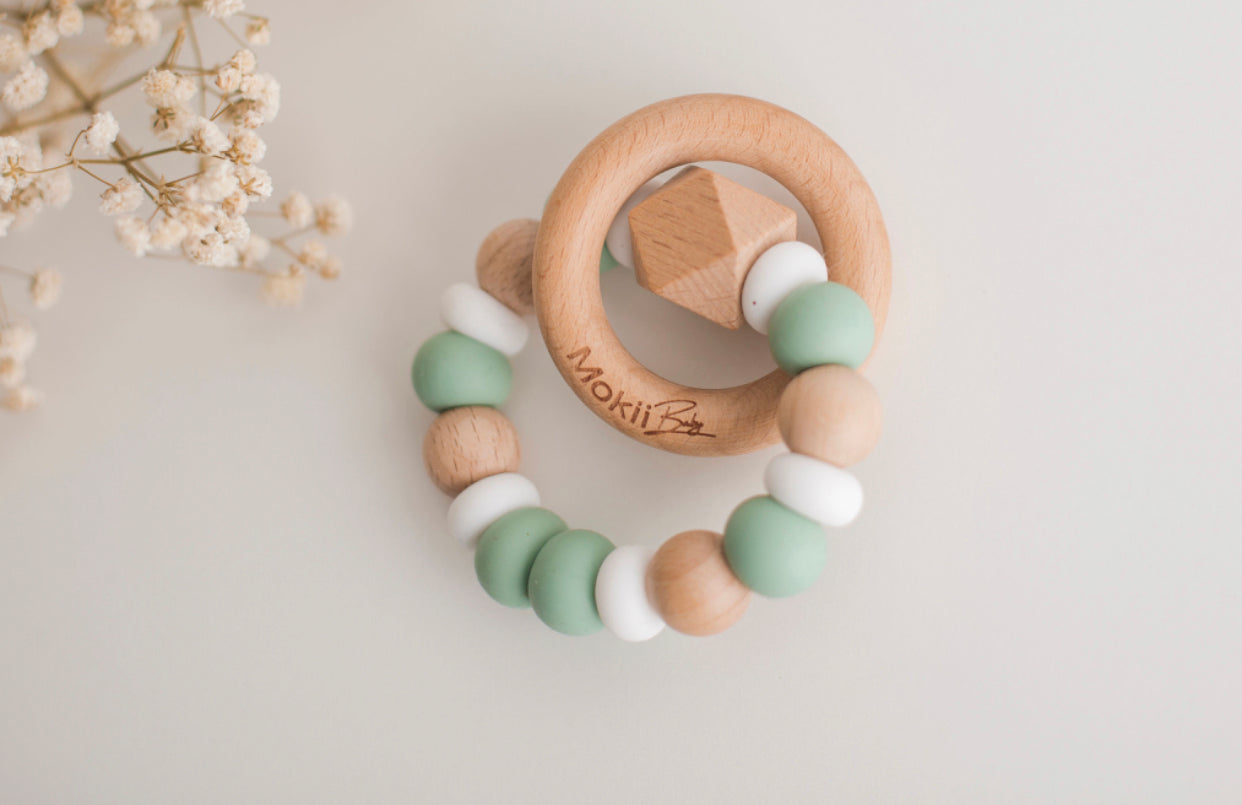 Evergreen Sage Teething Rattle