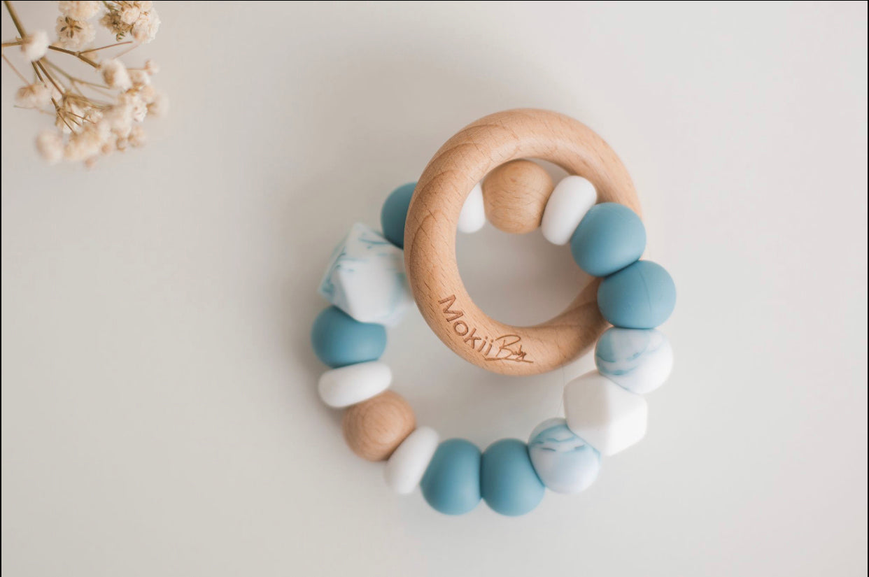Teal Teething Rattle