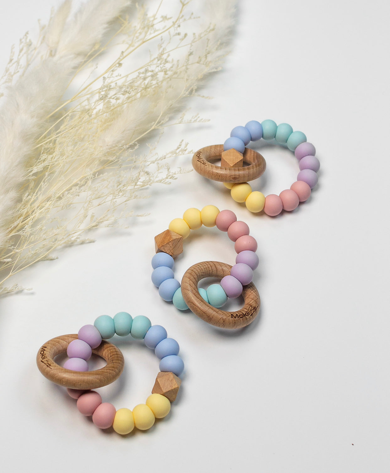 Wholesale Pastel Rainbow Teething Rattle