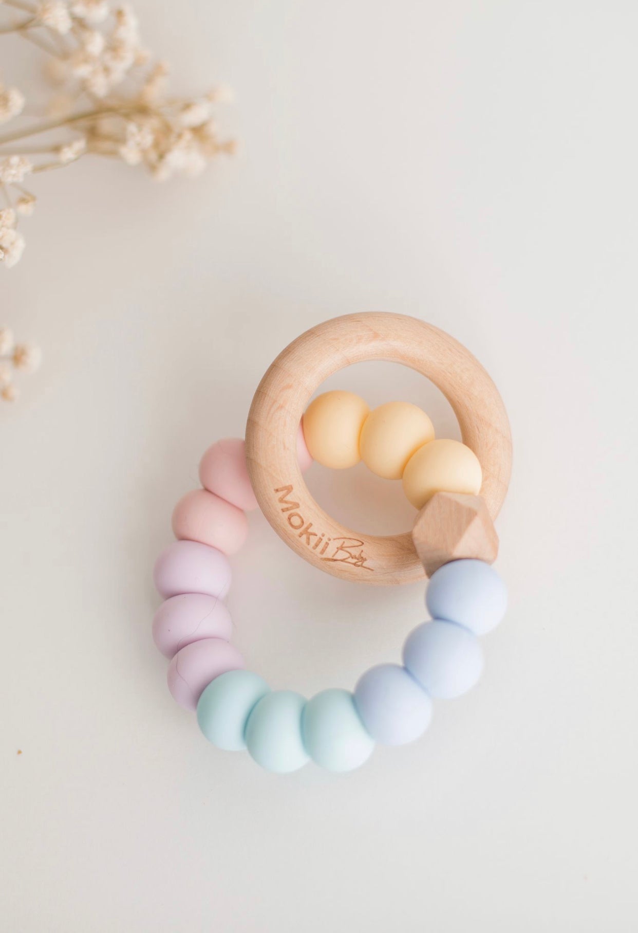 Pastel Rainbow Teething Rattle
