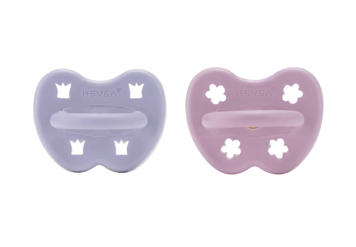 Hevea Dummy 2 Pack - Round - Dusty Violet & Light Orchid (3-36months)