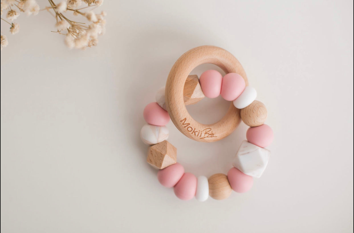 Pretty in Pink Teething Rattle