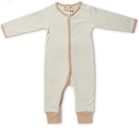 Striped Long Sleeve Zip Romper